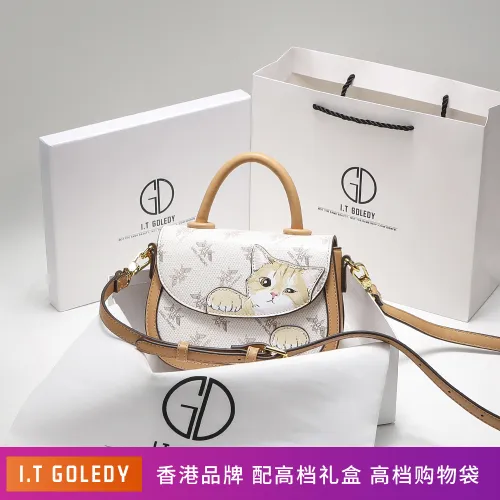 High-end fashion cute cat graffiti print crossbody bag
